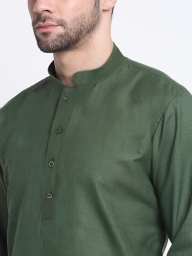 Image of KRAFT INDIA Men's Cotton Solid Kurta With Drawstring Pyjama Set