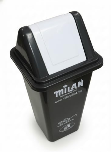 Image of Milan Plastic Square Swing Lid Garbage Dustbin 60 Litre Black