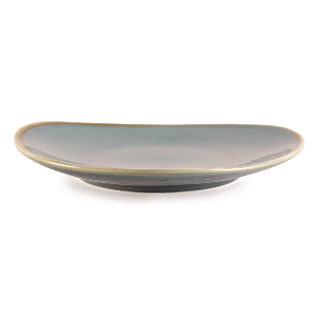 Olympia Kiln Geschirr Dreieckige Beilagenteller 230mm / 9 inch (6er Pack), Ozeanfarbenes Porzellan, handbemalt, stoßfest und spülmaschinenfest, für Restaurant, Café und Haushalt, GP342