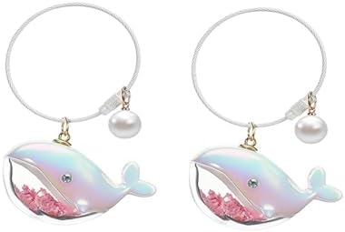 2PCS Cute Dolphin and Whale Shark Keychains for Couples, Durable Car Keys Accessories, Creative Bag Charms and Wallet Pendants(Pink)