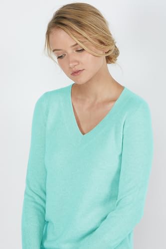 Image of JENNIE LIU Women's 100% Pure Cashmere Long Sleeve Ava V Neck Pullover Sweater