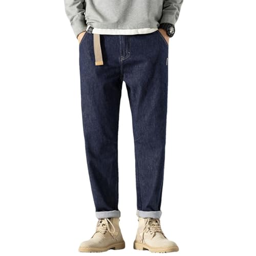 Jeans Pants Trousers Denim Spring and Autumn Men's Classic Loose Cotton Elastic Casual Nine Leg