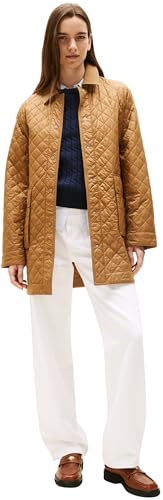 Tommy Hilfiger Cazadora acolchada Mujer Padded Nylon Quilted larga, Marrón (Hickory), M