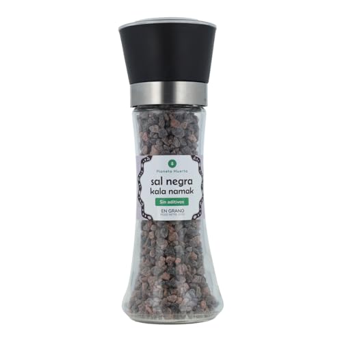PLANETA HUERTO | Molinillo de Sal Negra ECO 200g – Sal Gema Kala Namak, Ideal para Cocina Vegana y Gourmet, Sabor Único con Toques de Azufre