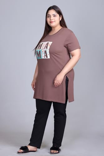 Image of In Love Women's Plus Size Graphic Printed Cotton Night Suit Set Short Sleeve