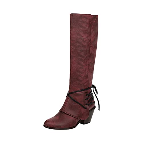 AEGJEGVD Bottes Cavalières Femme en Cuir Classiques...