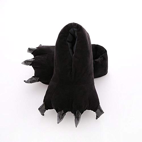 Hausschuhe Damen Baumwolle Slippers,Herbst Winter Warm Einfache Fashion Schwarz Cartoon Tiere Dinosaurier Kralle Plüsch Stil Komfortabel Plüsch Innen Dick Unten Verschiebbaren Mute Weichen Boden Home Cover