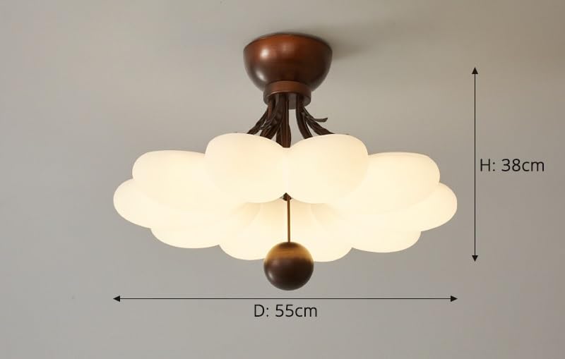 Éclairage chambre avec plafonnier LED simple crème et lampe en noyer - 6