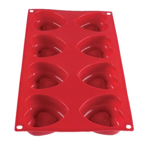 A-to-Z Supply PLBM008S Baking Mold, 2-2/5 oz., -40° - 550°F Temperature Range, (8) Heart Cavities, Flexible, Unbreakable, Non-Stick, Stain Resistant, Dishwasher Safe
