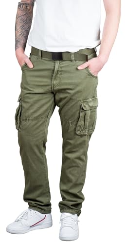 Indicode Rocky Herren Cargohose mit Gürtel Cargo Hose Freizeithose...