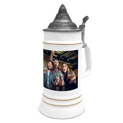 printplanet® Bierkrug mit Foto – personalisierter Steinkrug mit...
