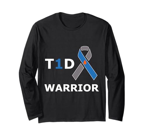 T1D Warrior Typ 1 Diabetes-Bewusstsein blaues Band Langarmshirt