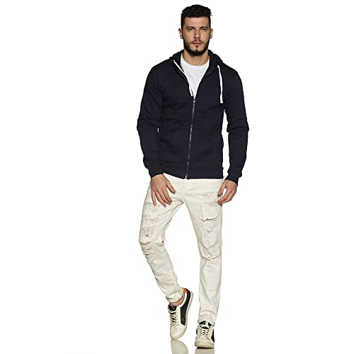 Image of CAHOOT Men's Zip-Front Hoodie with Contrast Drawstring for Casual Wear | Long Sleeve | Hooded Neck | Zipper Closure | Cotton Sweatshirt Crafted with Comfort Fit for Everyday Wear