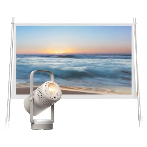 XGIMI Vibe One Batería integrada Proyector Kit para Exteriores,Incluye Pantalla de 70',1080p Mini portátil, Google TV con Netflix, Sound by JBL, Soporte 160°, 1,2 h de Autonomía(Nube Ceniza)