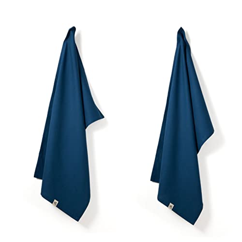 Wild & Stone Paño de cocina de algodón orgánico, tejido de espiga, toallas de cocina de algodón, juego de 2 (océano) - imagen 2