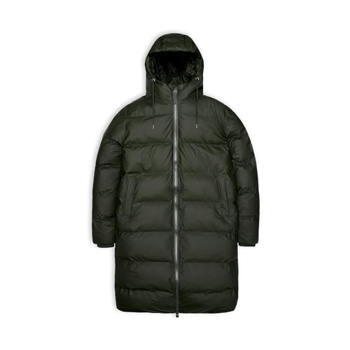 Image of RAINS Alta Puffer Jacket - Waterproof Winter Coat, Insulated Hood, Lightweight, Fleece Pockets, Warm for Cold Weather