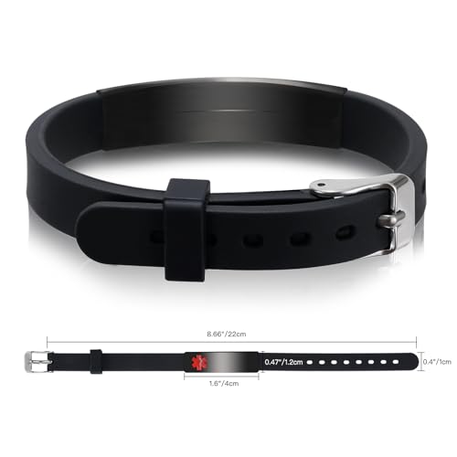 Medical Alert Bracelet Dual-Sided Custom Engraved ID Identification Personalized Wristband for Women Adjustable Band Security Clasp2