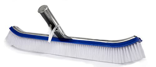 Ortarco Pool Brush for Cleaning Pool Walls, Swimming Pool Brush Head Heavy Duty, 18 in Aluminum Back Nylon Bristles EZ Clips, Pole not Included