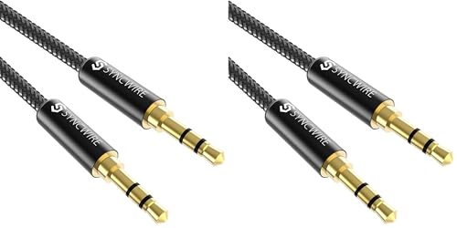 Image of SYNCWIRE Long Aux Cable 6.5Ft- Auxiliary Audio Cable for Headphones, Car, Home Stereos, iPhone /Ipad iPod /Echo Dot, Galaxy S8 / Galaxy Note 8 / Smartphones & More - Black (Pack of 2)