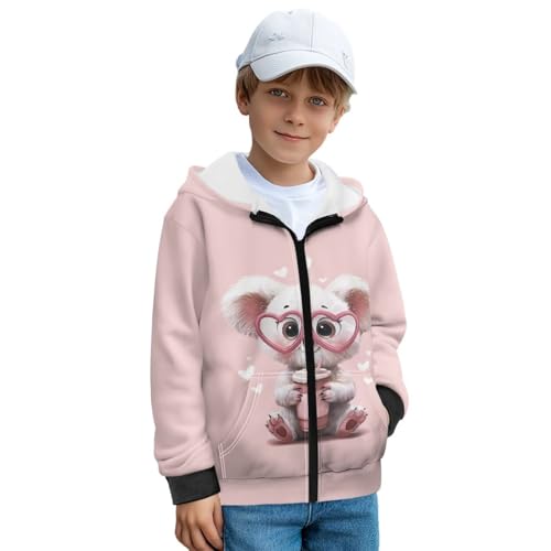 Kids Soft Fleece Zip Up Hoodie, Warm Long Sleeve Polyester Sweatshirt with Pocket for Kids S-XL2