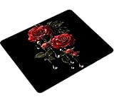 【CONCEPTION ANTIDÉRAPANTE SPÉCIALE】 : Tapis de souris noir roses, sa base en caoutchouc antidérapant adhère fermement au bureau, empêchant ainsi le tapis de souris de glisser pendant son utilisation.