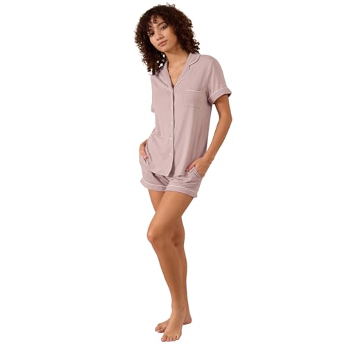 TOSMO Women's Pajamas Set Viscose from Bamboo Short Sleeve Sleepwear Button Down Loungewear Soft Cooling Pjs2