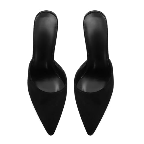 Image of ZJGZF Mesh Kitten Heels Mules for Women Closed Pointed Toe Slip on Backless Stiletto Slingback Low Heels Comfort Pumps Shoes