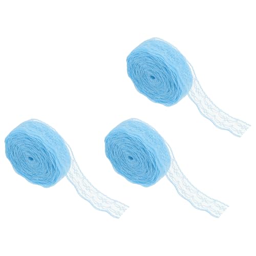 Ruban dentelle MECCANIXITY 24 verges, 0.9" largeur, bleu ciel, 3 rouleaux