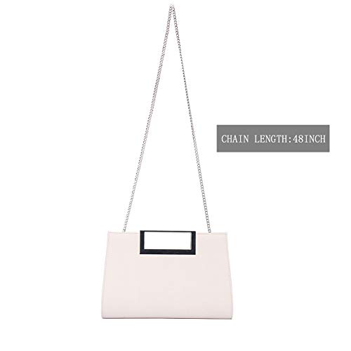 Wallyn's Handbag For Women Evening Party Pu Leather Convertible Clutch Purse With Chain (Beige) #TOP4