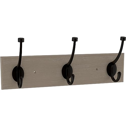 Franklin Brass Pilltop (1-Pack) 15" Coat Rack Wall Mount White Oak Wood Hat Rack with 3 Hooks Hanging Hook Rail for Clothes, Towels, Purses, Bags, Kitchen, Entry, Closet Organization B46715K-480-C