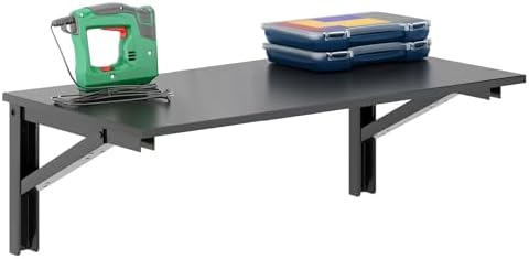 Need Wall Mounted Desk - Heavy Duty Folding Work Table Length 36" Width 20"/Small Space Hanging Desk Perfect Addition to Home/Office/Kitchen & Dining Room AC15CB(9050)