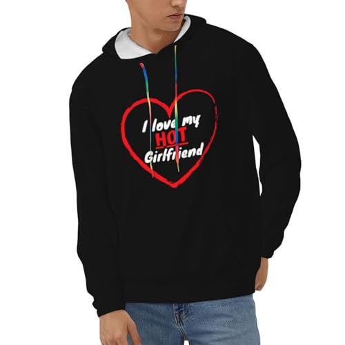 I Love My Hot Girlfriend Hoodies With Pockets Hooded Sweatshirts Casual Drawstring Hoody Pullover For Mens