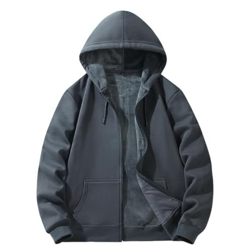 Men's Heavyweight Fleece Hooded Zip-Up Sweatshirt Thermal Lined Jacket Casual Winter Outerwear with Kangaroo Pockets