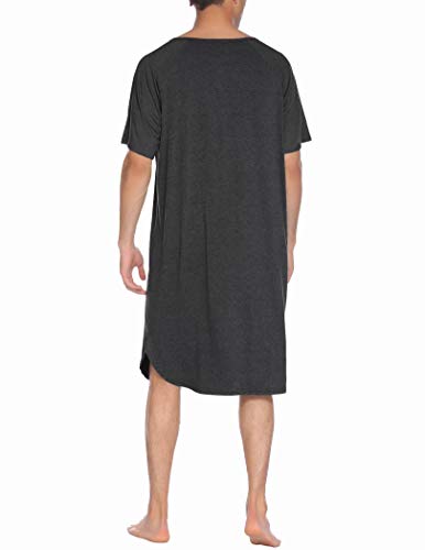 Image of Ekouaer Sleepwear Men's Nightshirt Short Sleeve Pajama Big & Tall Nightgown