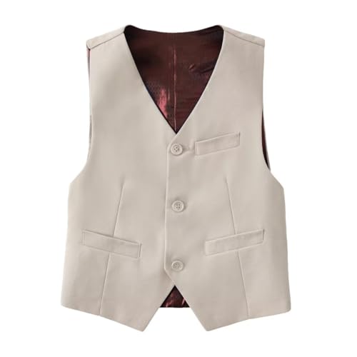 Kids Suit Vest for Boys Slim Fit Formal Wedding Dress Tuxedo Teens Homecoming Waistcoat with Adjustable Back Strap