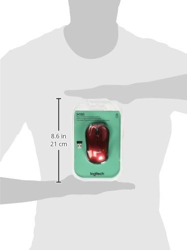 Logitech M185 Wireless Mouse, 2.4GHz with USB Mini Receiver, 12-Month Battery Life, 1000 DPI Optical Tracking, Ambidextrous, Compatible with PC, Mac, Laptop - Red - Image 2