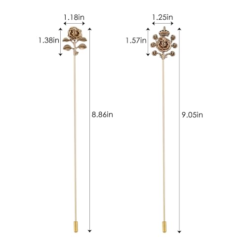 Image of Alilang 2Pcs Classic Hat Pins for Women and Lapel Brooch Set Vintage Style Decorative Stick Pins for Hats Suits Scarves Fitted Hats to Keep Hat in Place