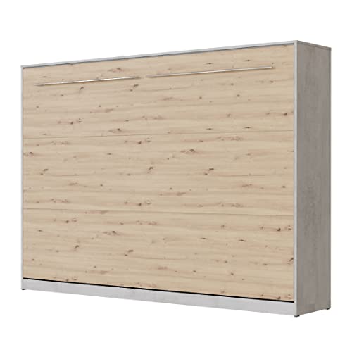 SMARTBett Schrankbett Standard 90x200 120x200 140x200 160x200 Bettschrank Wandbett Beton/Wildeiche 140 Horizontal