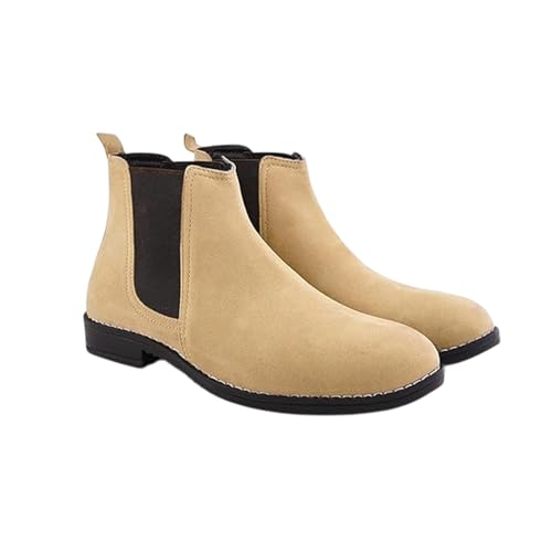 Image of STANPHORD Men's Pacecore Slip-On Boots Block-Heel Chelsea Solid High Top Regular Casual Shoes Without Laces | Perfect for Parties, Outdoor, Trekking, Office