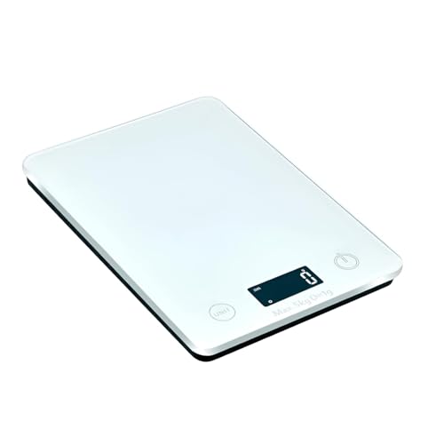 VHJAcuzig キッチンスケール 高精度計量器 デジタルスケール 計量器 電子計り キッチン計り 0.1g単位/5kg測定 USB充電式 防水防汚 携帯タイプ 風袋引き機能 コンパクト設計 料理 お菓子 コーヒー用 (白)