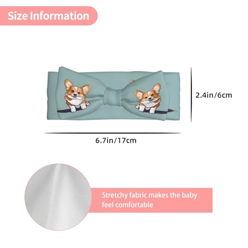 Cute Corgi Prints Baby Bow Headband Super Stretchy Soft Bows Hair Accessories for Newborn Infants Toddlers Kids Girls3