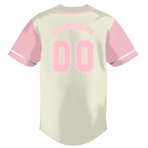 Camiseta personalizada de béisbol (Beige/Granate) - Nombre y número personalizados - Estilo abotonado para hombres, mujeres y jóvenes miniatura 4