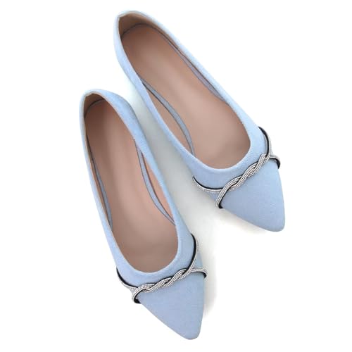 Image of TN TANGNEST Womens Casual Flats Chain Ballet Flats | Fashion Pointed Toe Rhinestone Flats, Comfort Slip On Dress Shoes for Business Work Office Wedding Party