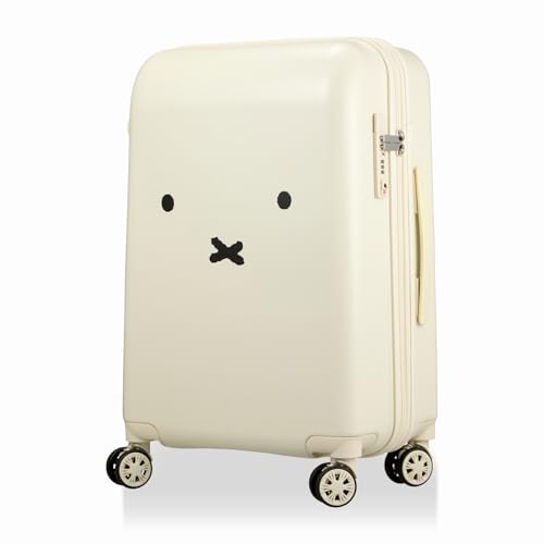 [ハピタス] かわいさで話題沸騰！ミッフィー スーツケース フェイスデザインシリーズ HAP2249 60L 3.8kg Mサイズ B130フェイスホワイト/シルバー
