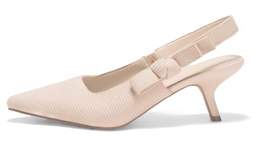 Women's Slingback Kitten Heels Closed Pointed Toe Bowknot Knitted Slip On Pumps Dress Shoes - Image 6