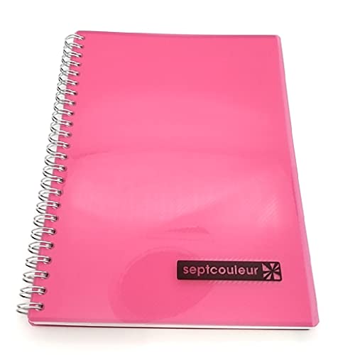 Cahier Maruman Sept Couleur A5 à double spirale rose 80 feuilles lignées 7mm