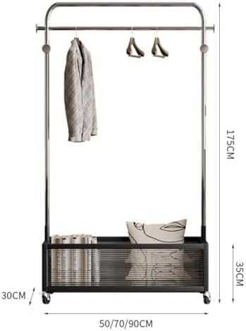 Heavy-Duty Metal Clothes Rail with Wheels - Portable Free Standing Clothes Rack for Hanging Clothes, Space-Saving Design, Ideal for Home, Closet & Retail Use