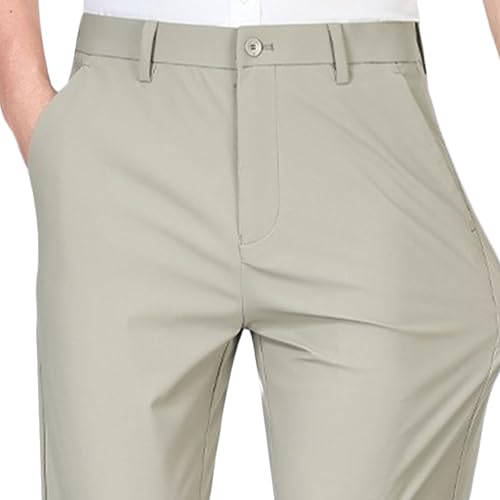 Men's Stretchy Lightweight Dress Pants Stylish Business Suit Pants Solid Color Casual Work Pants​4
