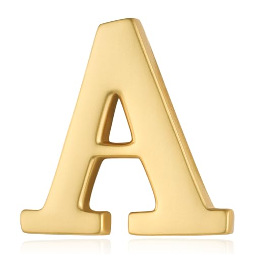 Image of HONEY BEAR Mens Womens Initial Alphabet Letter Lapel Pins Collar Badge Brooches for Business Wedding Graduation Gift Matte Gold 0.59 inches