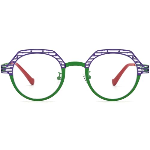Image of FONEX Colorful Pure Titanium Glasses Frame Women Retro Round Eyeglasses